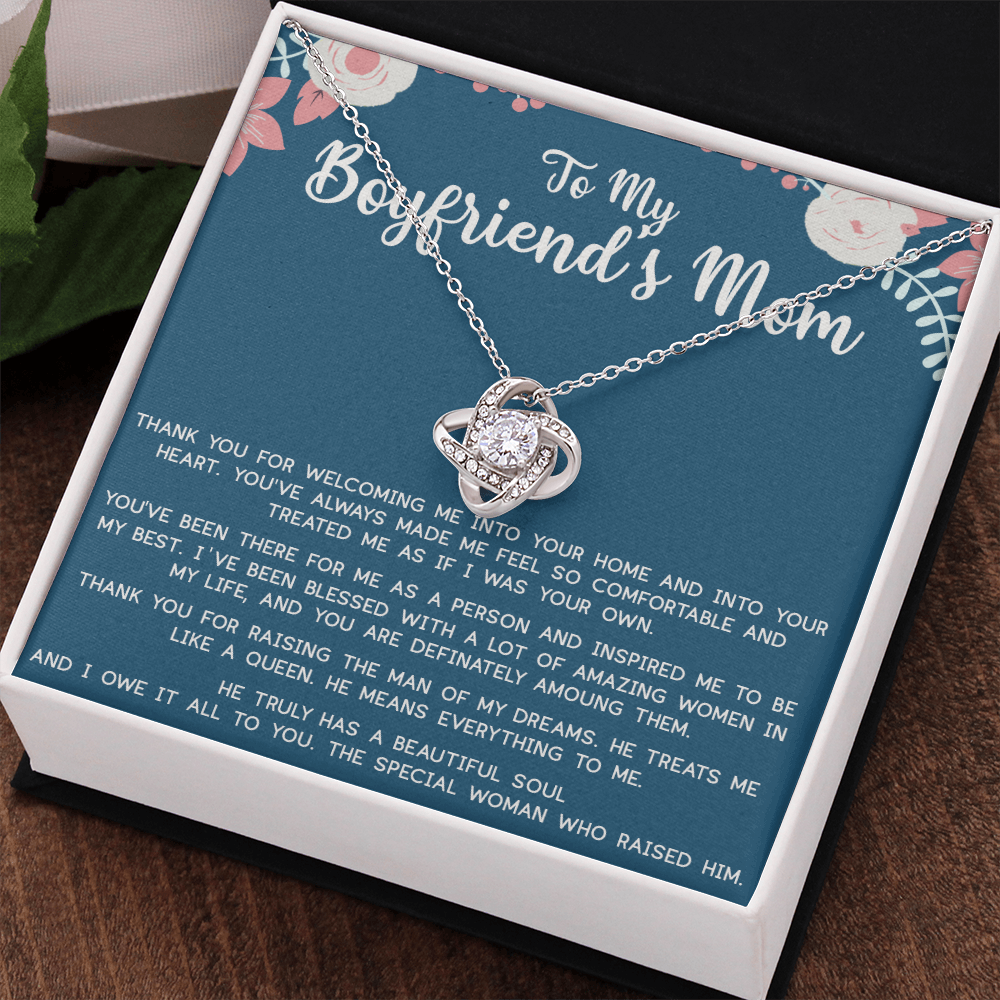 To My Boyfriend's Mom Gift Necklace, Mothers Day Necklace For Boyfriends Mom From Girlfriend, Presents for Mom Necklace for Women, Love Knot Necklace Gift For Boyfriend's Mom From Girlfriends mom