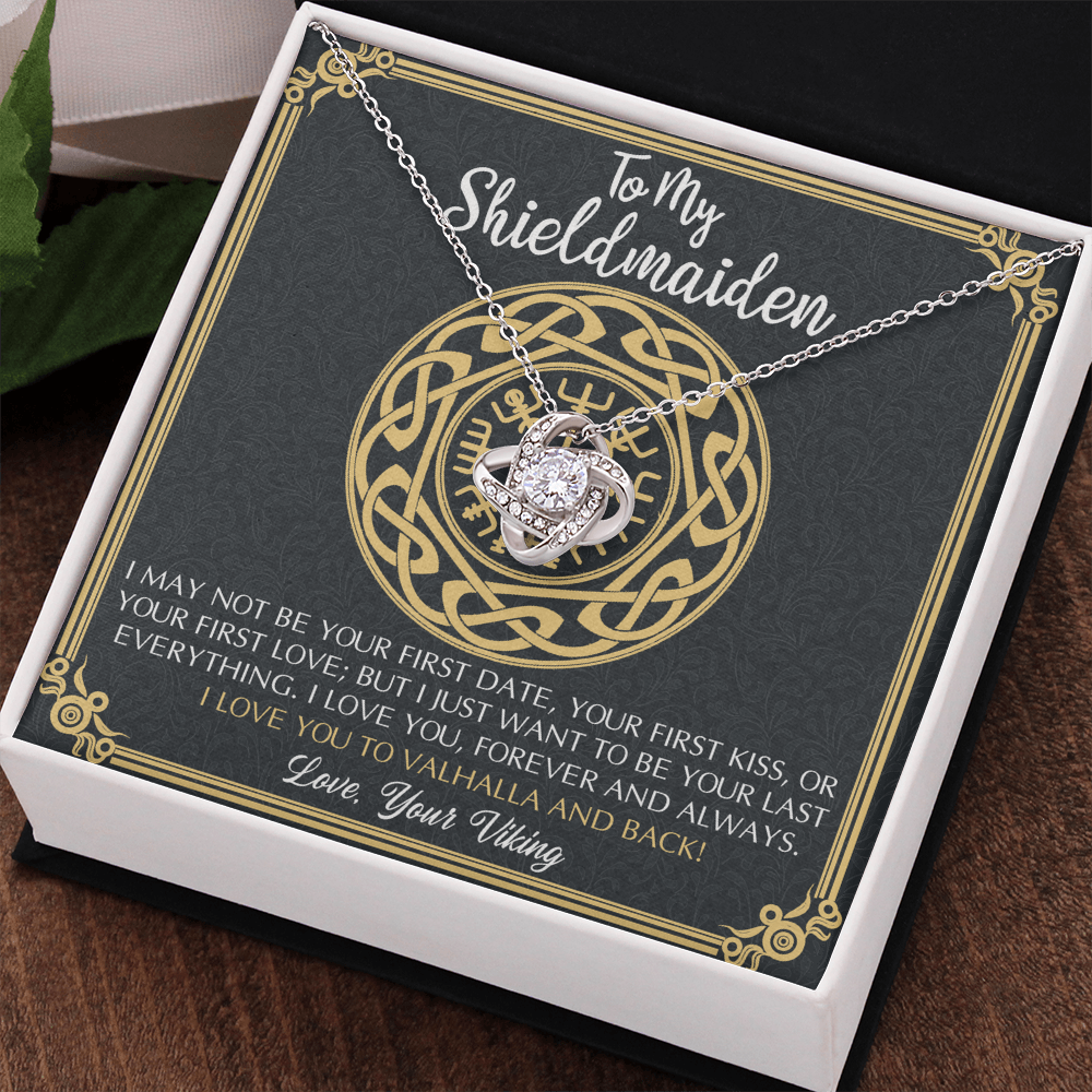 Personalized Gift Necklace, To My Shieldmaiden Necklace From Viking, I Love You to Valhalla and Back Viking Necklace Jewelry Gift For Women Wife Girlfriend Anniversary Customized Message Card