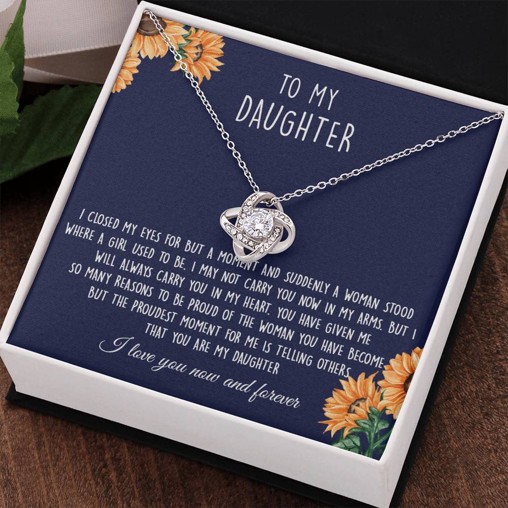 Gift Necklace For Daughter, To My Daughter Love Knot Necklace From Mom - I Love You Now And Forever Necklaces For Daughter From Mom And Dad Daughter Necklace,vSuddenly A Woman Jewelry Gift For Girls