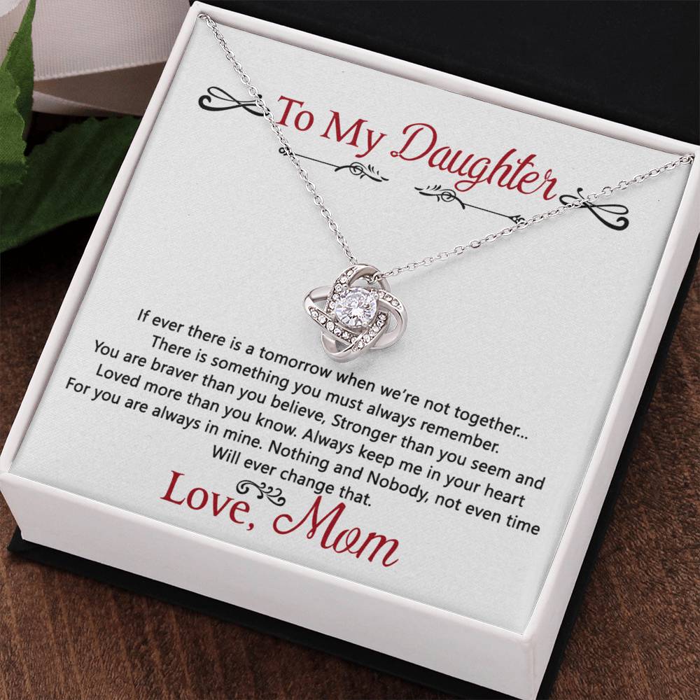 To My Daughter Love Knot Necklace Gift From Mom, Daughter Gift Necklace, Mother To Daughter Pendant Gift, Little Girl Necklace Love Knot Jewelry Gift For Girls, Mother Love Daughter Necklace