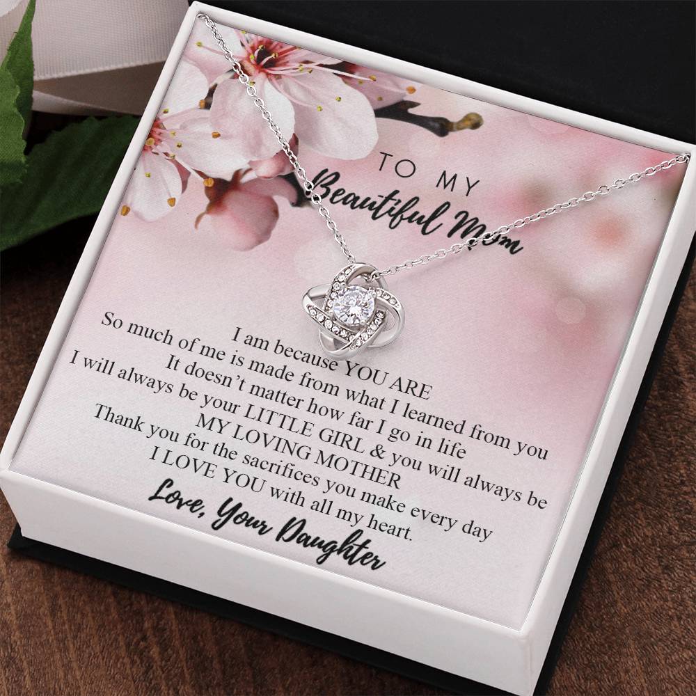 To My Beautiful Mom Necklace Mother's Day Gift Jewelry for Mom Daughter Mom Gift