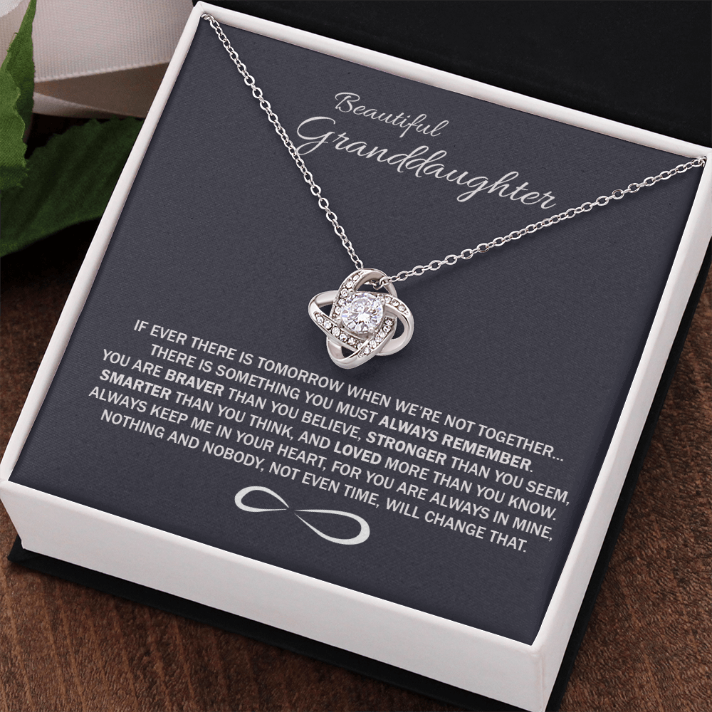 To My Beatiful Granddaughter Love Knot Necklace From Grandma - Granddaughter Gift Necklace, Pendant Keepsake Gifts For Granddaughter, Jewelry Gift For Girls On Birthday, Graduation Gift, Christmas