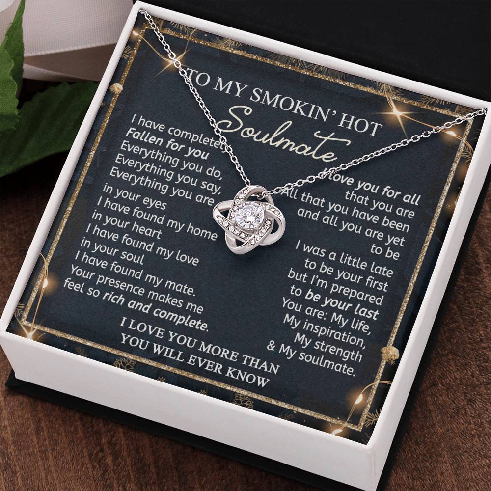14k White Gold Gift Message Necklace For Smokin' Hot Soulmate Necklace, Wife Romantic Gift Necklce, My Soul Mate Necklace, To My Smoking Hot Wife Necklace, Necklace Gift For Wife From Husband