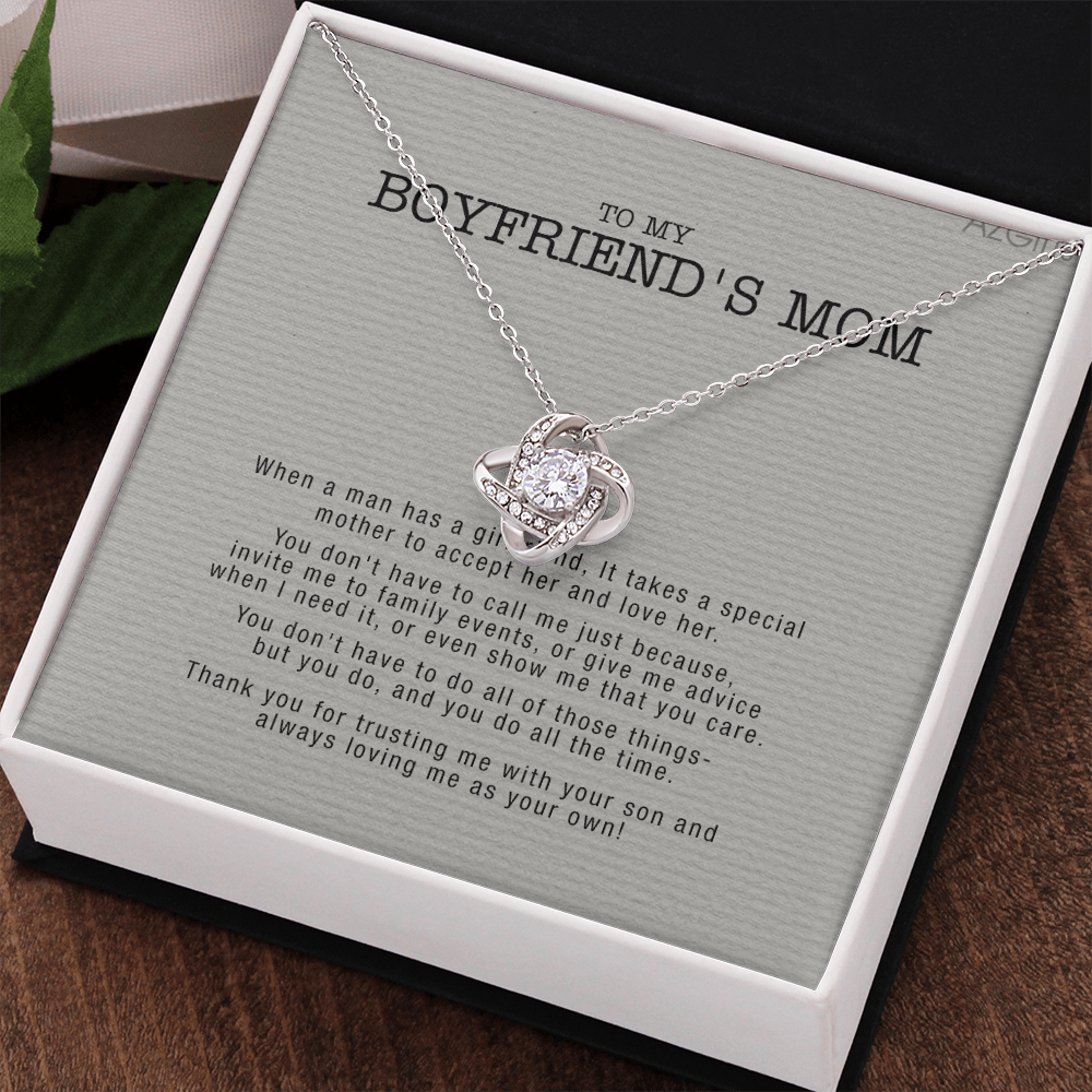 Gifts for Boyfriend's Mom Necklace, To My Boyfriends Mom Necklace, Boyfriend's Mom Gifts, Gifts For My Boyfriends Mom Love Knot Necklace From Man, Boyfriends Mom Christmas Necklace Mother's Day