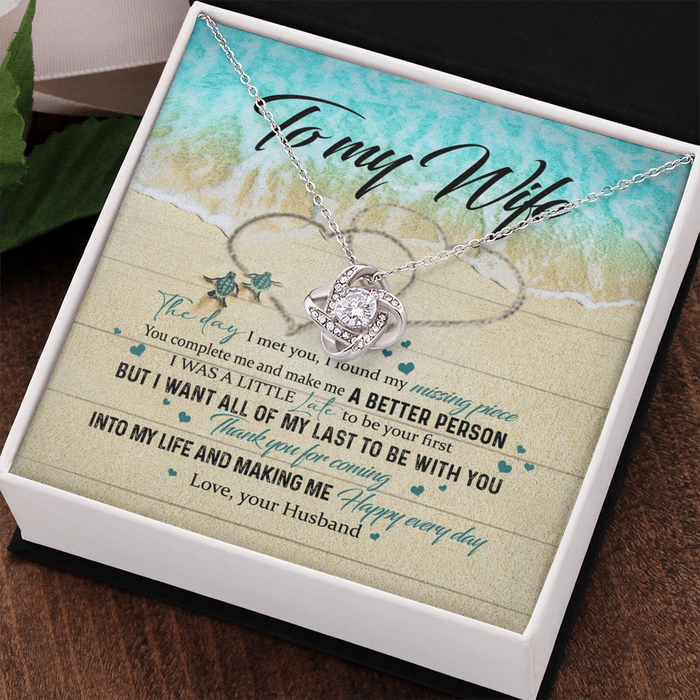 To My Wife Necklace From Husband Happy Every Day Necklace Gift For Wife, Wife Gift Necklace, Husband To Wife Gift Love Knot Pendant Gift From Men Jewelry Gift For Women, Soulmate Gift Pendant