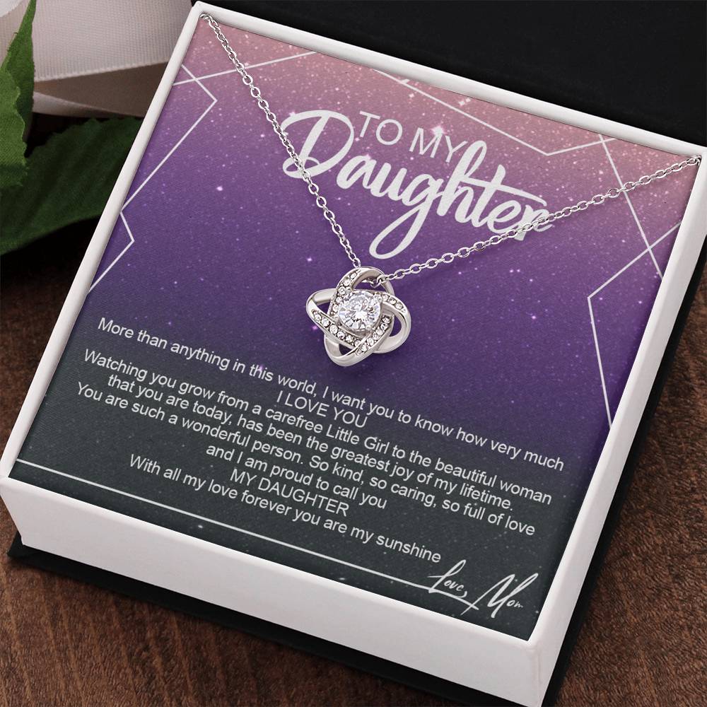 To My Daughter Necklace Gift from Mom or Dad, Sentimental Gift for Her, Daughter Gift On Birthday Gift, Graduation Gift Message Card and Gift Box styles To Daughter, Jewelry Gift For Little Girls