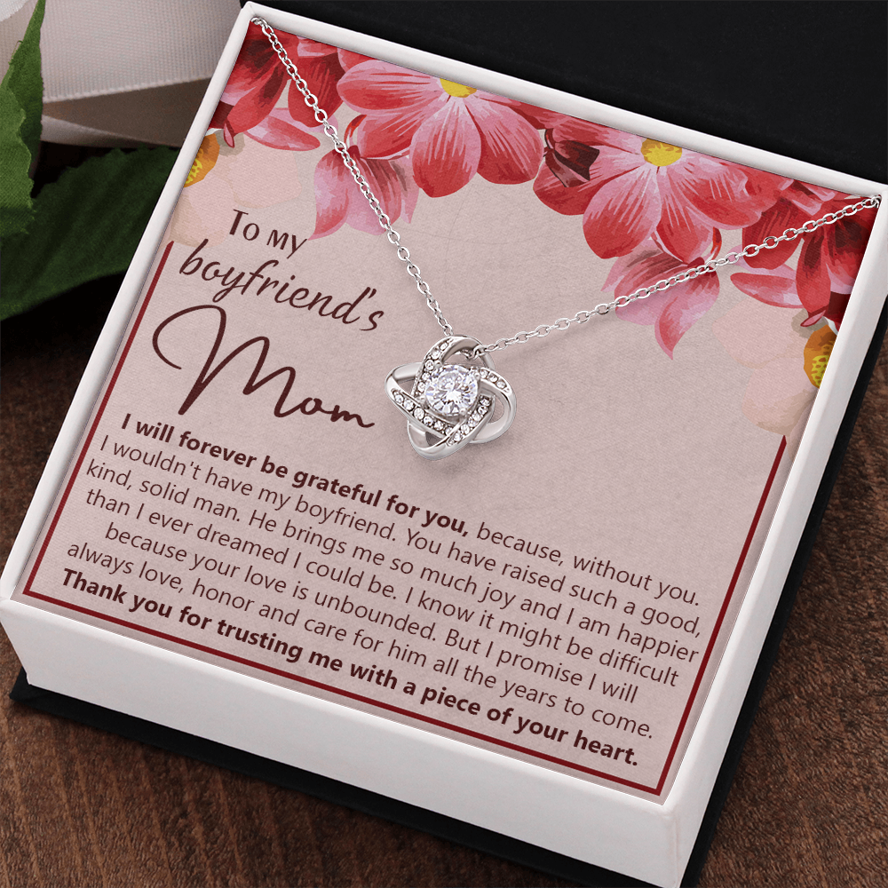 To My Boyfriend's Mom Necklace From Girlfriend Mom, Boyfriends Mom Love Knot Necklace, Boyfriend's Mom Gift Necklace, Boyfriend's Mom Gifts Necklace On Mother's Day, Xmas Present Jewelry For Women