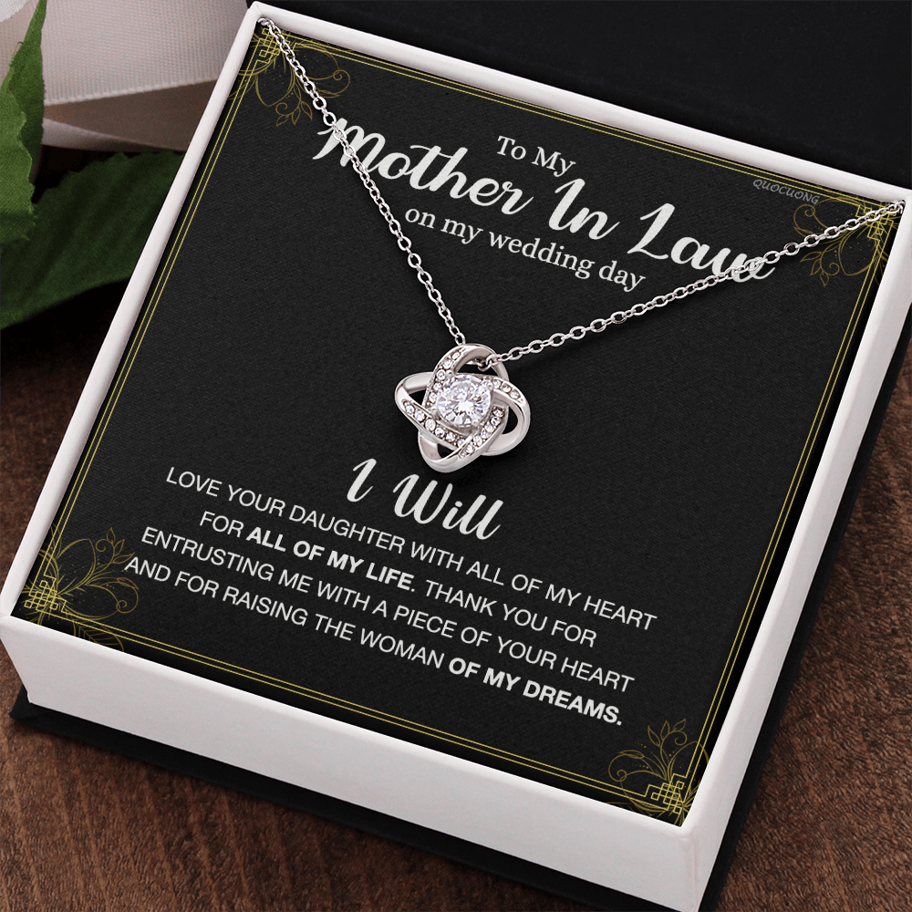 Mother In Law Gift Necklace, To My Mother In Law Love Knot Necklace Gift From Daughter, Mother In Law On My Weding Day Necklace, The Love Knot Necklace Gift On Wedding Day For Mother In Law Jewelry