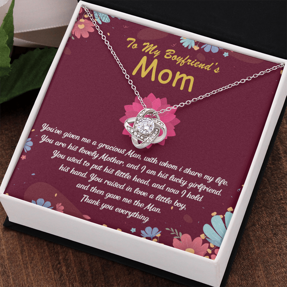 To My Boyfriends Mom Necklace From Girlfriend, Boyfriend's Mom Gift Necklace, Boyfriend Mom Gifts Jewelry For Boyfriend's Mom, Love Knot Necklace Gift For Boyfriends Mom On Mothers Day, Christmas