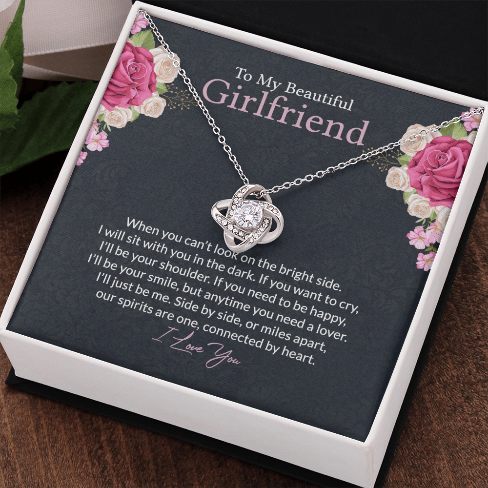To My Beautiful Girlfriend Love Knot Necklace From Boyfriend, Husband, Girlfriend Gift Necklace - Love Knot Pendant Gift For Girlfriend, Soulmate Side By Side Gift Necklace To Girlfriend From Men