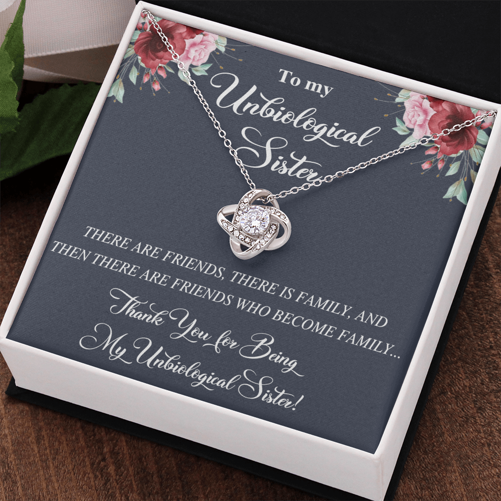 To My Sister Unbiological Gift Necklace - Best Friend Jewelry To My Unbiological Sister Love Knot Necklace From Brother, Sister BFF Gift Necklace Friendship Necklace Sister Jewelry Gifts for Women