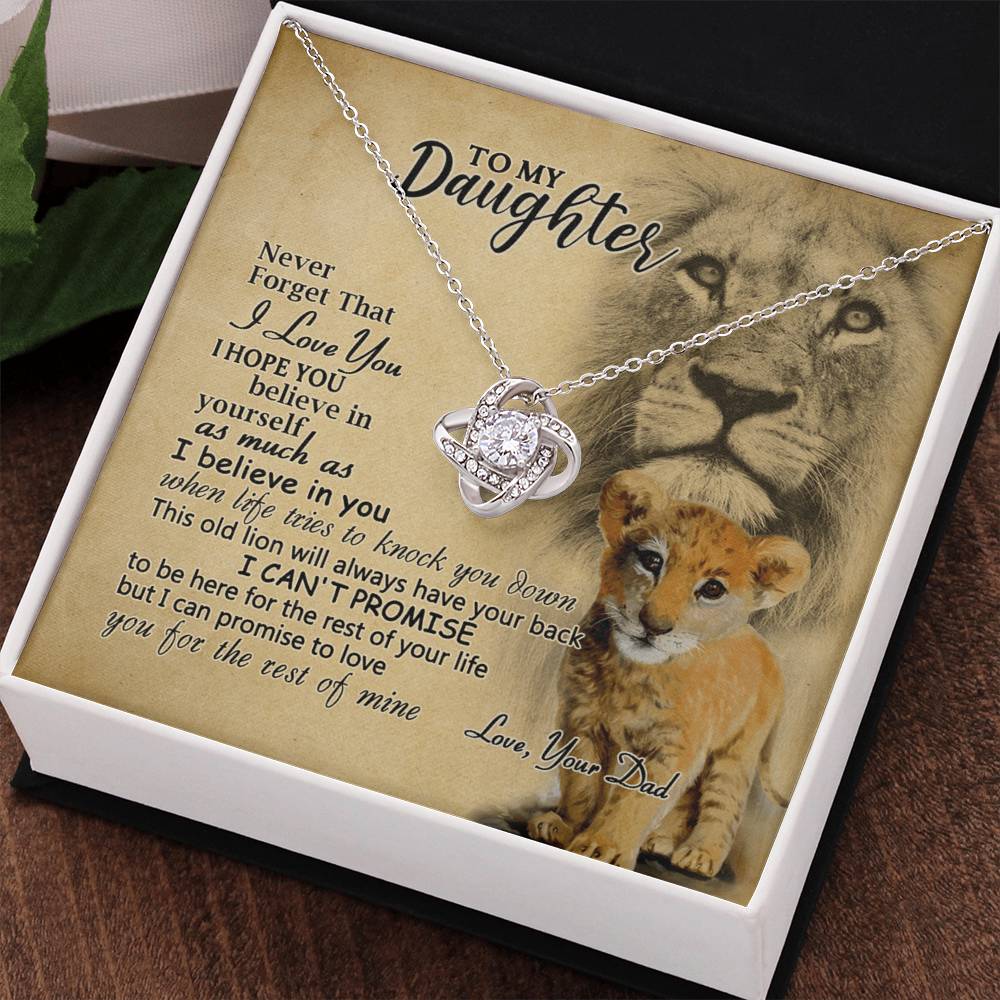 Daughter Gifts Necklace from Lion Dad to Daughter, Father Daughter Necklace, To My Daughter Lion Love Knot Necklace Gift Dad And Daughter Necklace Gift on Birthday Gift Anniversary Graduation Gift