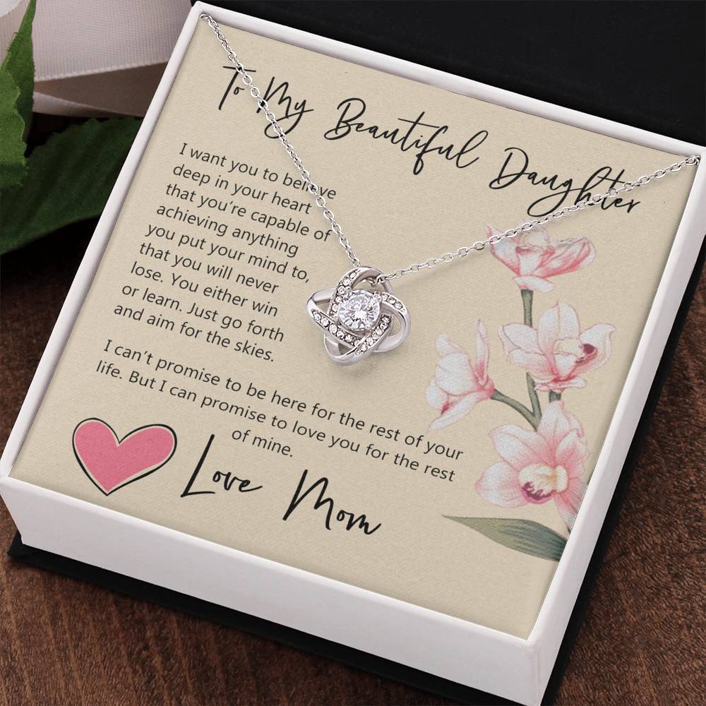 Daughter Gift Necklace, To My Beautiful Daughter Necklace From Mom, Mother, Necklace Jewelry For Daughter, Mother And Daughter Necklace Pendant Gift On Christmas, Anniversary Graduation Gift