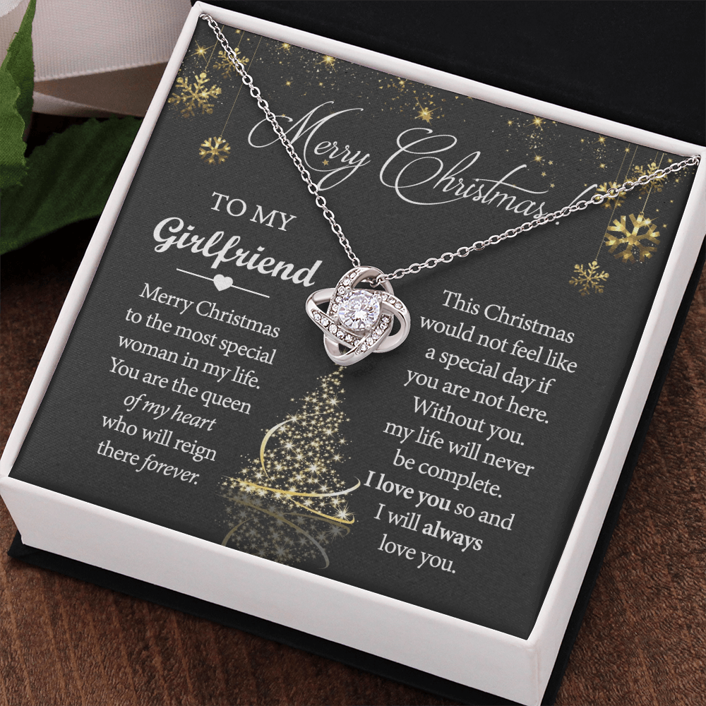 Merry Christmas Necklace For Girlfriend, To My Girlfriend Gift Love Knot Necklace From Boyfriend, Husband, Girlfriend Gift Necklace - Love Knot Pendant Gift For Girlfriend, Soulmate Gift Necklace