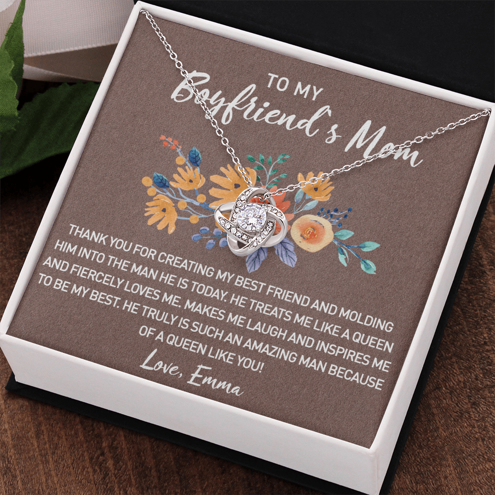To My Boyfriend Mom Necklace From Girlfriend,  Pendant For Boyfriend's Mom Gift Necklace, Love Knot Necklaces For Boyfriends Mom Gift On Christmas, Mothers Day For Boyfriend Mom, Jewelry For Her
