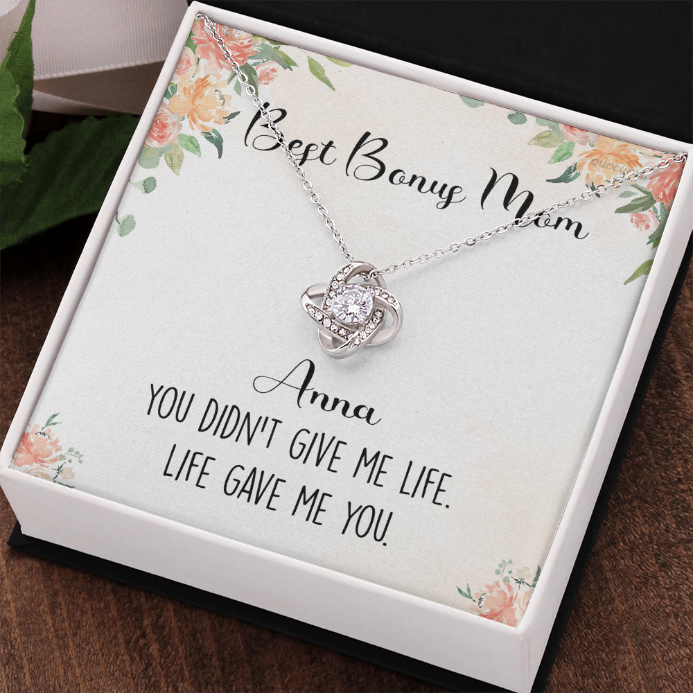 Personalized Necklace Gift For Bonus Mom, To The Best Bonus Mom Necklace From Bonus Daughter, Custom Name Card Necklace Gift For Bonus Mom, Jewelry For Women, Bonus Son Gift On Mothers Day, Birthday
