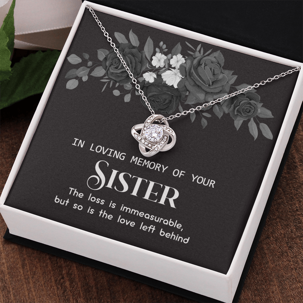 In Memory Of Your Sister Love Knot Necklace, Sympathy Gift Pendant Loss Of Sister, Sympathy Gift Box For Sister, Loss Of Sister Necklace, Loss Of A Sister Necklace, Jewelry Gift for Girls, Women