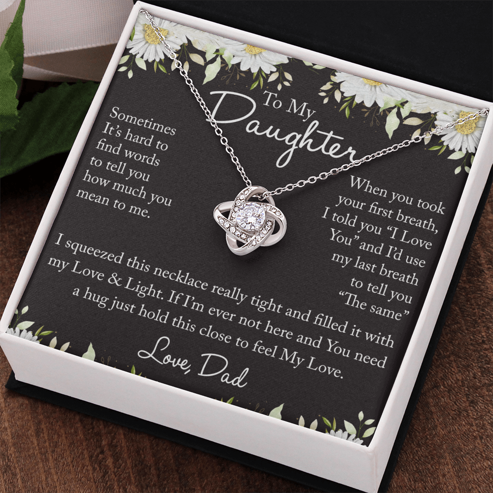 Father And Bonus Daughter Necklace, To My Daughters Necklace, Love Knot Jewelry Gift From Dad Step Dad Mom Step Mom For Birthday, Graduation Gift, Thanksgiving and Christmas, Jewelry Gift For Girls