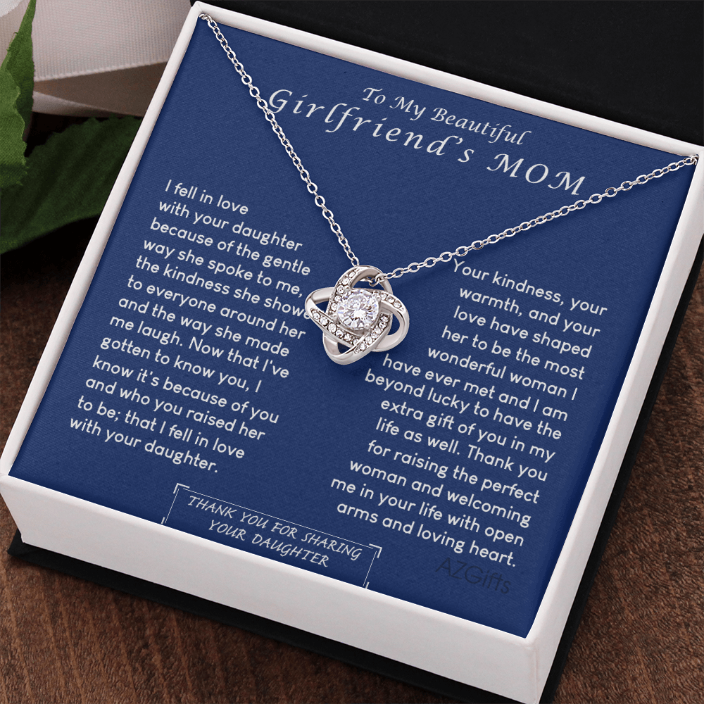 To My Girlfriend's Mom Necklace, Beautiful Girlfriend's Mom Necklace From Daughter Girlfriend's Mom Love Knot Necklace Gift Necklace For Girlfriend's Mom From Daughter Girlfriend's Mom Gift Necklace