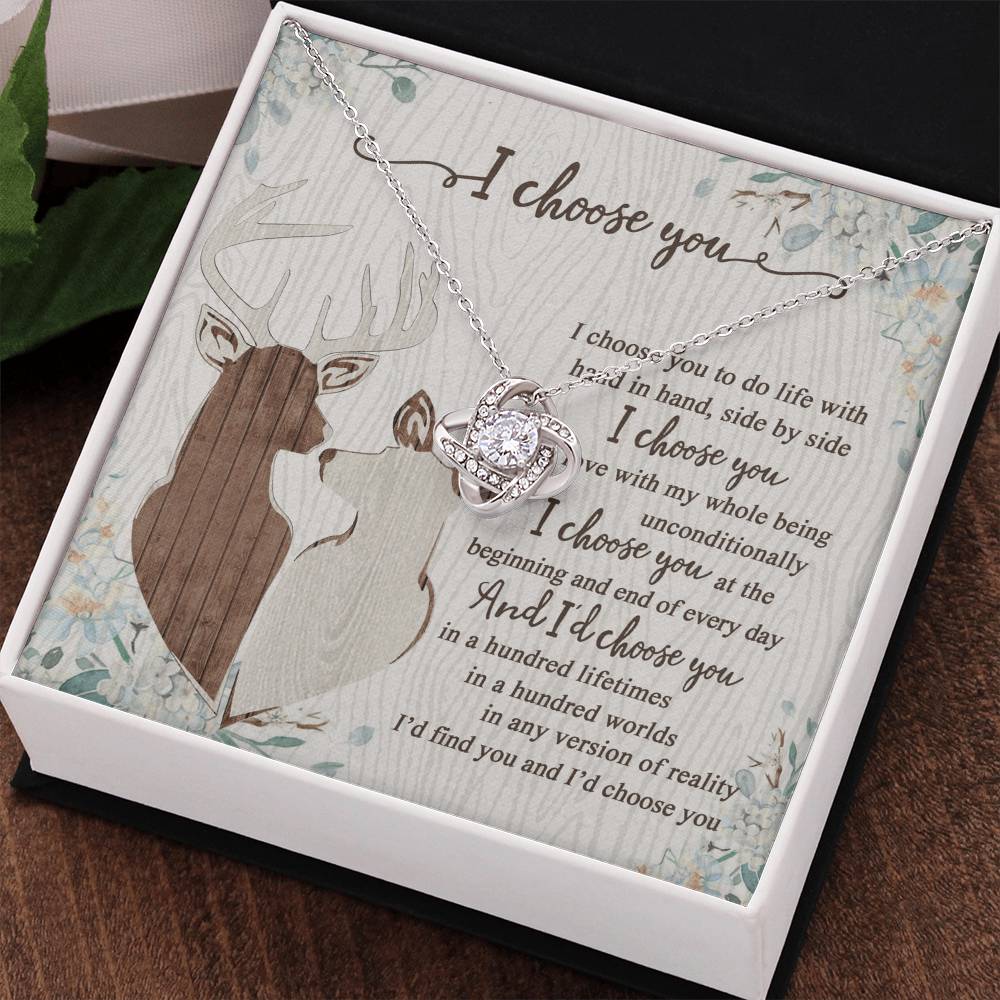 To My Smokin' Hot Doe Necklace From Husband, Boyfriend, I Choose You Hunting Love Knot Necklace Smokin' Hot Gift for Her Romantic, Girlfriend Gift Necklace Soulmate Gift Necklace With Message