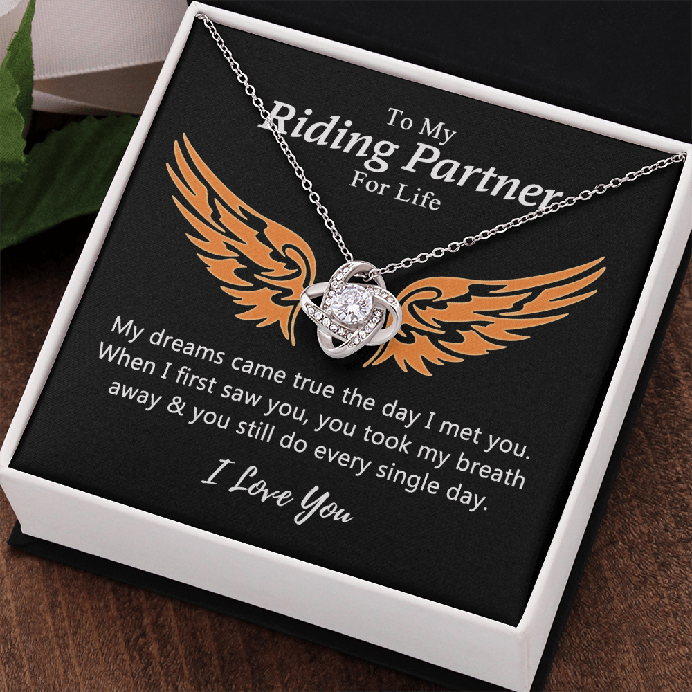 To My Riding Partners For Life Necklace, Gift Necklace For Motorcycle Wife, Love Knot Necklace Gift For Biker Wife, Necklace Gift for Girlfriend, Wife on Valentines Day, Romantic Gift Neklace Birthday