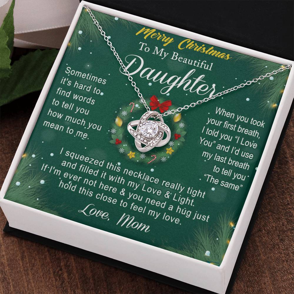 To My Beautiful Daughter Gift Necklace From Mom, Merry Christmas  Necklace For Daughter, Necklace for Christmas Daughter, Little Girl, Gift Pendant Mother And Daughter Jewelry Gift For Girls