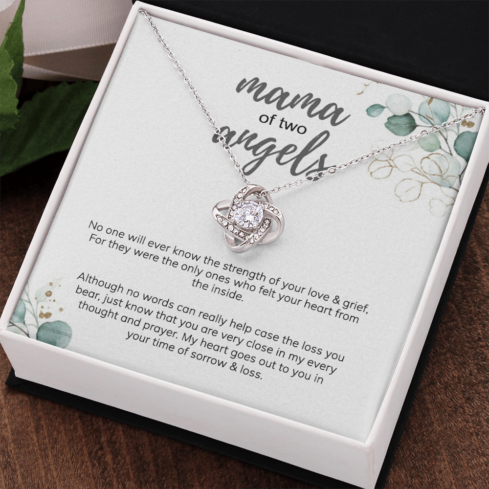 Mama Love Knot Necklace, Mama Of Two Angels Necklace From Daughter, Love And Grief Necklace Gift For Mom, Mother's Day Necklace Gift For Mom, Jewelry Gift For Mom From Daughter Gift Necklace To Mom