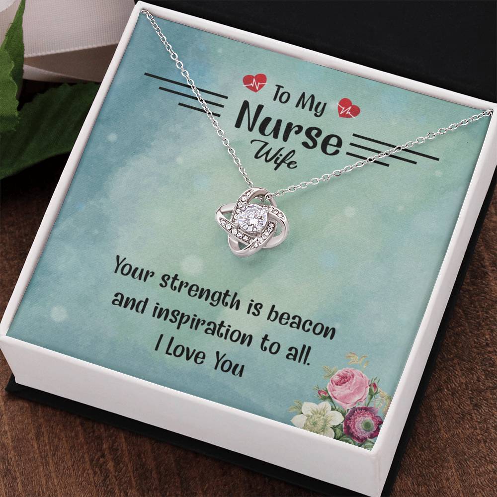 To My Nurse Wife Necklace From Husband, Strength Is Beacon Necklace Husband And Wife Love Knot Pendant, Nurse Wife Gift Necklace, Nurse Wife Jewelry Gift For Women, Nurse Soulmate Gift Necklace
