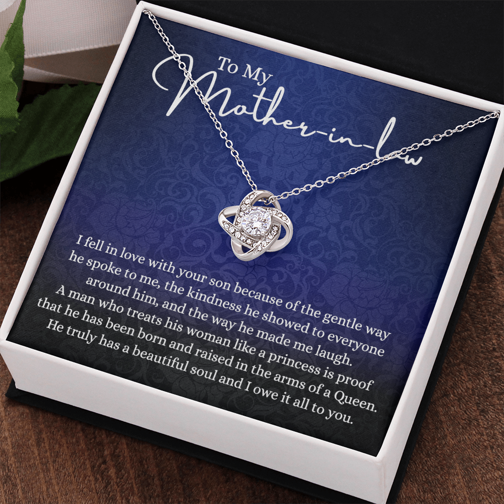 To My Mother in Law Love Knot Necklace, Mother in Law Jewelry Gift Box, Gift Card For Mom, Necklace for Mother in Law Jewelry Gift For Women, To My Mother-in-law On Wedding Day Mother's day Necklace