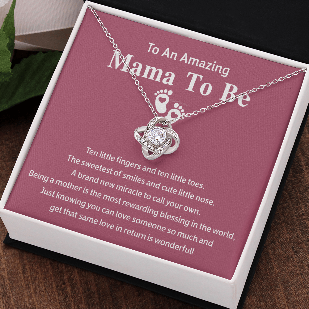 Mama To Be Gift Necklace, To An Amazing Mama To Be Necklace From Daughter, Mama To Be Love Knot Necklace, Wonderful Mom Gift Necklace From Daughter, Jewelry Gift For Women, Mama To Be Necklace Gift