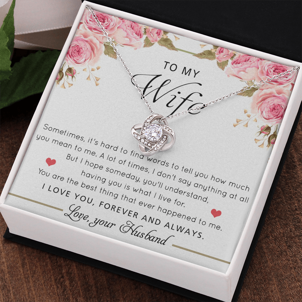 Gift Necklace For Wife, To My Wife Love Knot Necklace From Husband, Valentines Day Necklace Gift For Wife, Soulmate Gift Necklace Personalized Gift Jewelry Custom Romantic Gift Necklace For Wife