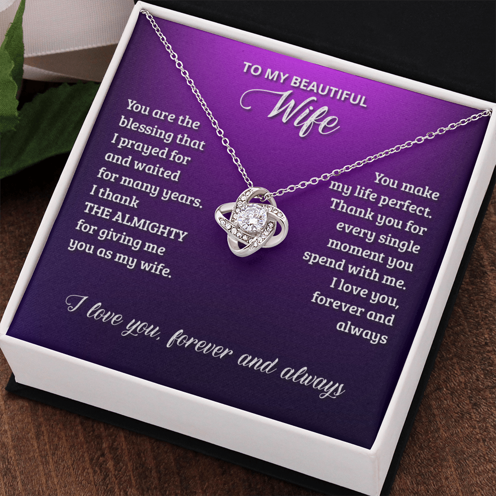 Beautiful Wife Gift Necklace, To My Wife Necklace From Husband, Wife Love Knot Necklace From Husband, Jewelry Gift For Women Badass Wife Gift Necklace, Soulmate Gift Necklace Gift From Men