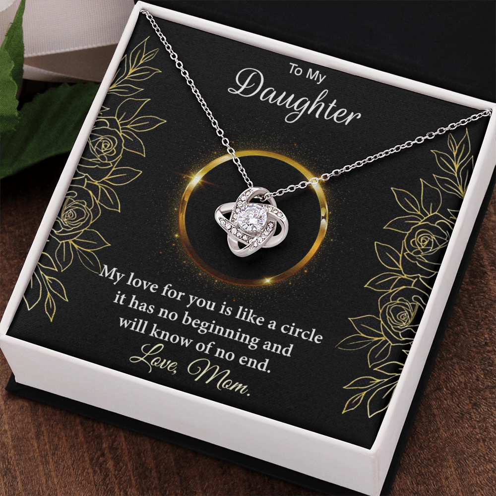 Personalized Gift Necklace For Daughter, Custom Card Gift For Daughter, To My Daughter Love Knot Necklace Gift From Mom, My Love For You Necklace, Love Knot Jewelry Gift For Daughter Birthday