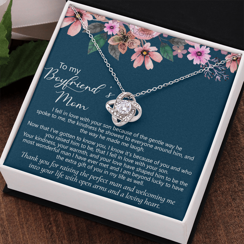 To My Boyfriends Mom Necklace From Girlfriend, Mother And Son Gift Necklace, Gift For Boyfriends Mom Love Knot Necklace Gift For Her, Jewelry For Boyfriend's Mom On Mother's Day Necklace, Christmas