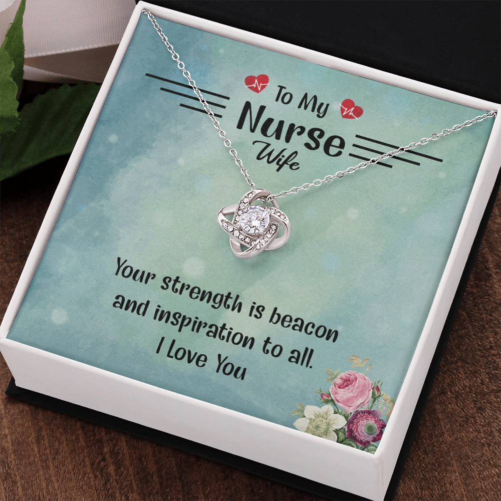 To My Nurse Wife Necklace From Husband, Strength Is Beacon Necklace Husband And Wife Love Knot Pendant, Nurse Wife Gift Necklace, Nurse Wife Jewelry Gift For Women, Nurse Soulmate Gift Necklace