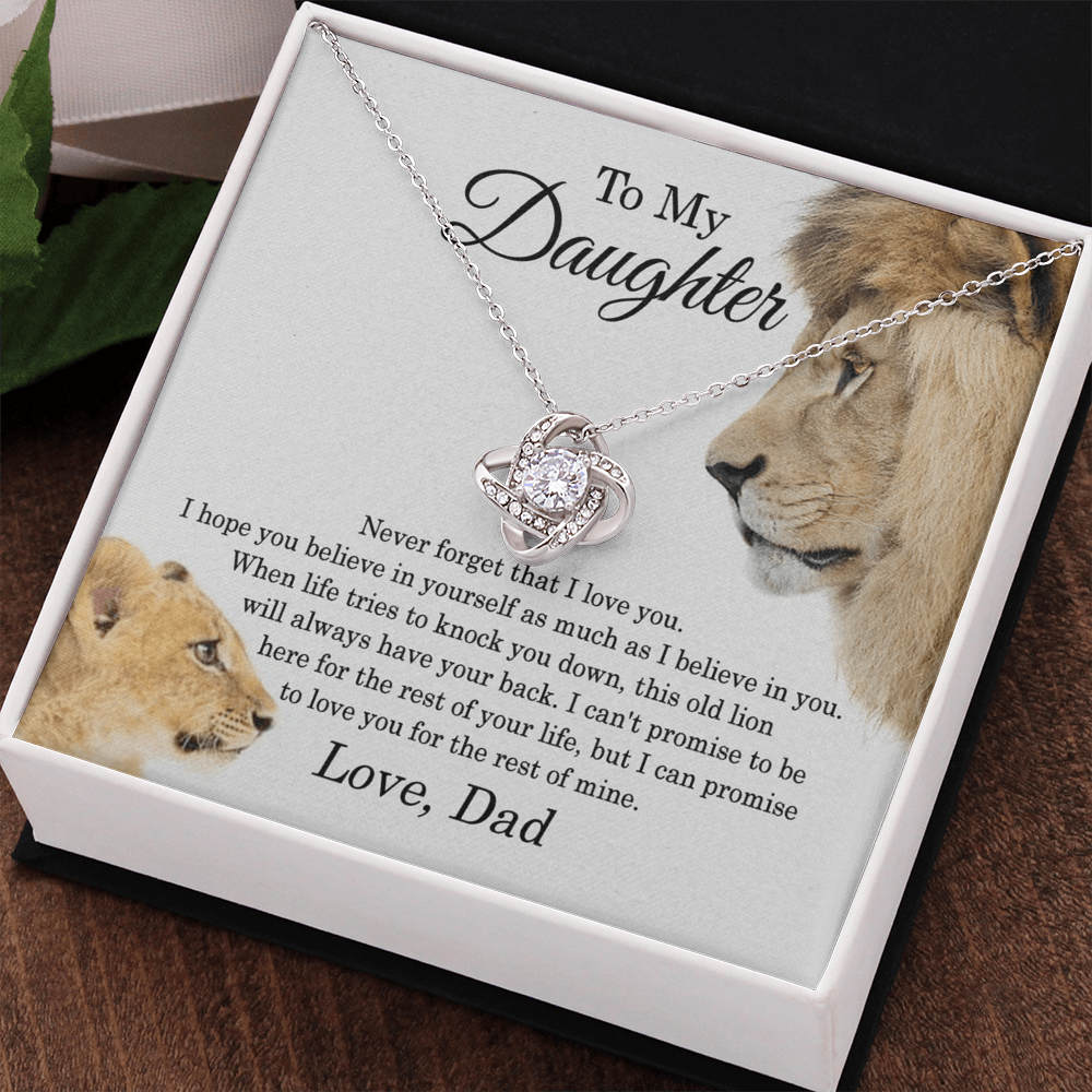 Father To Daughter Lion Gifts Necklace From Dad, To My Daughter Necklace From Daddy On Graduation, Birthday, Valentines, Christmas For Badass Beautiful Girls Jewelry Gift For Girls, Little Girl