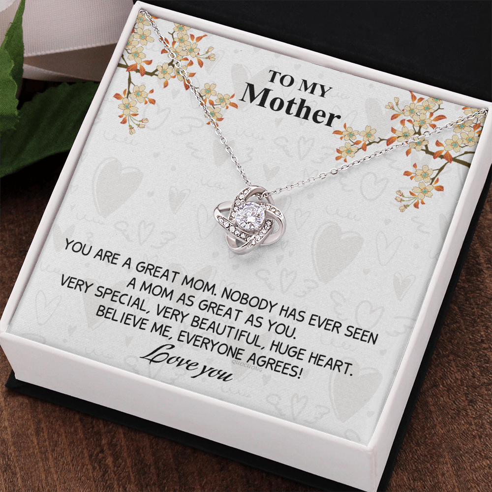 Great Mom Necklace, To My Mother Necklace From Daughter, The Love Knot Necklace Gift For Mom, Jewelry Gift For Women, Mother And Daughter Gift Necklace I Love You From Daughter To Mom Pendant