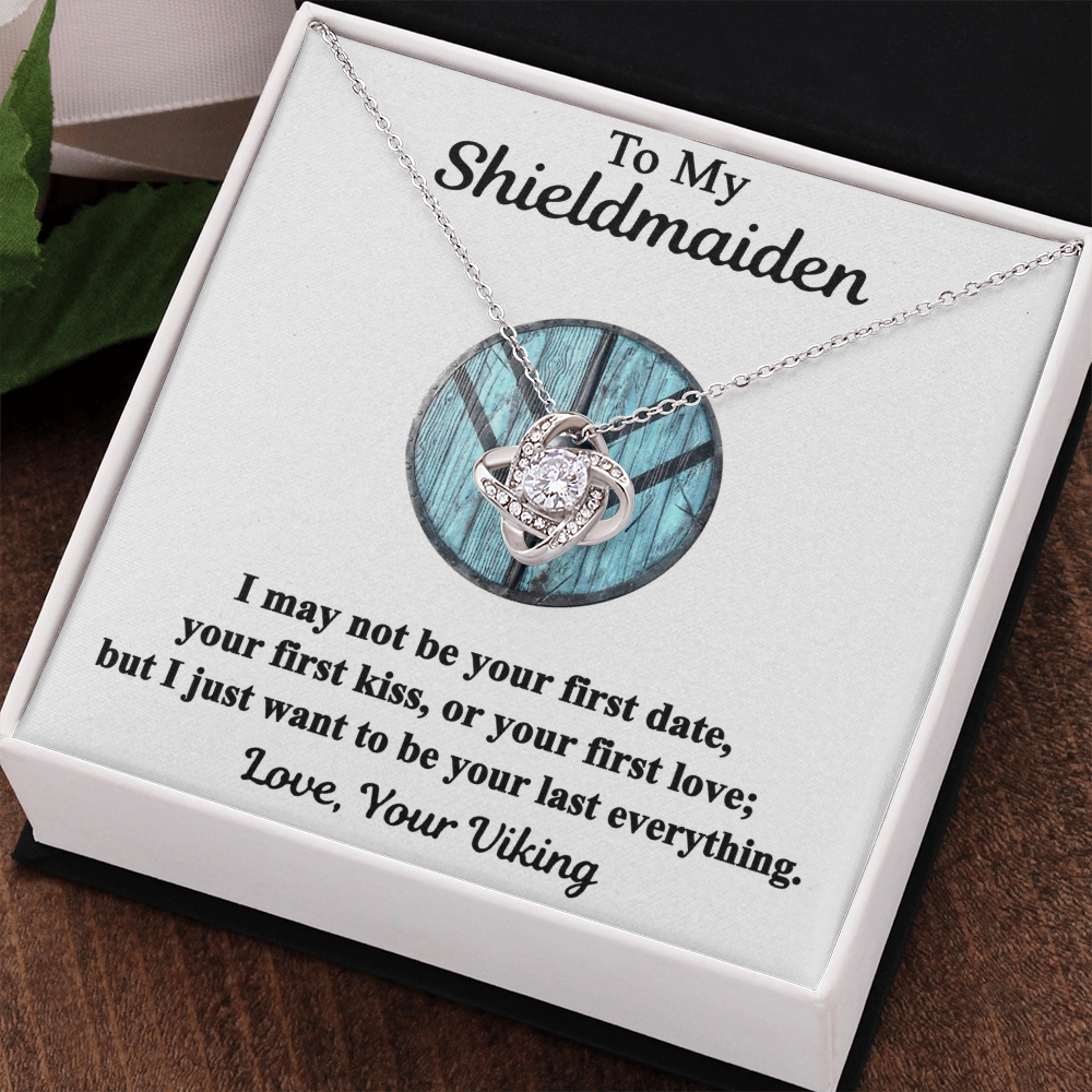 To My Shieldmaiden Necklace From Your Viking - Love Knot Pendant Gift From Wife, Fiancee, To My Shiedmaiden Love Knot Necklace Gift With Message Card and Gift Box, Jewelry Gift Ideas For Women
