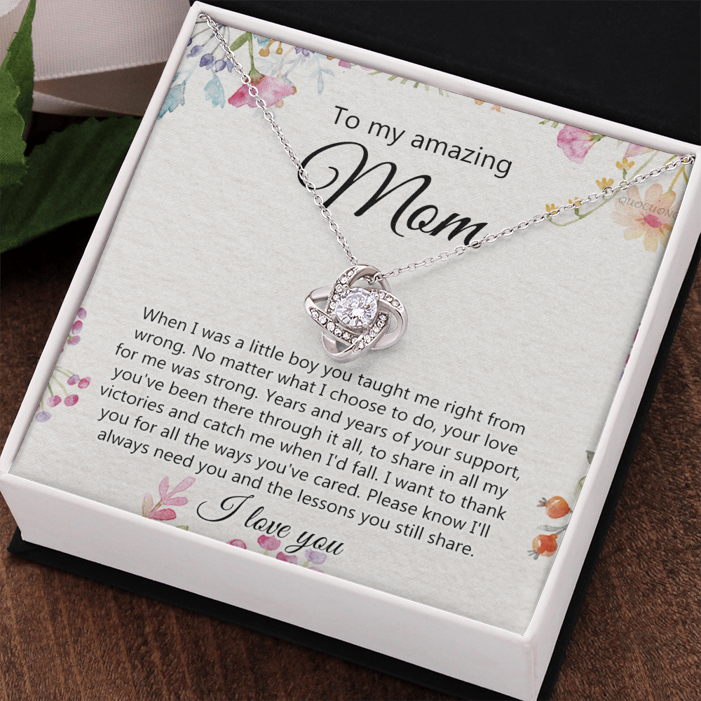 To My Amazing Mom Necklace From Daughter, Son Necklace Gift For Mom, Thank You Mom, Mother Necklace Gift On Mother's Day Birthday Gift, Anniversary, Mom Love Knot Necklace Jewelry Gift For Women