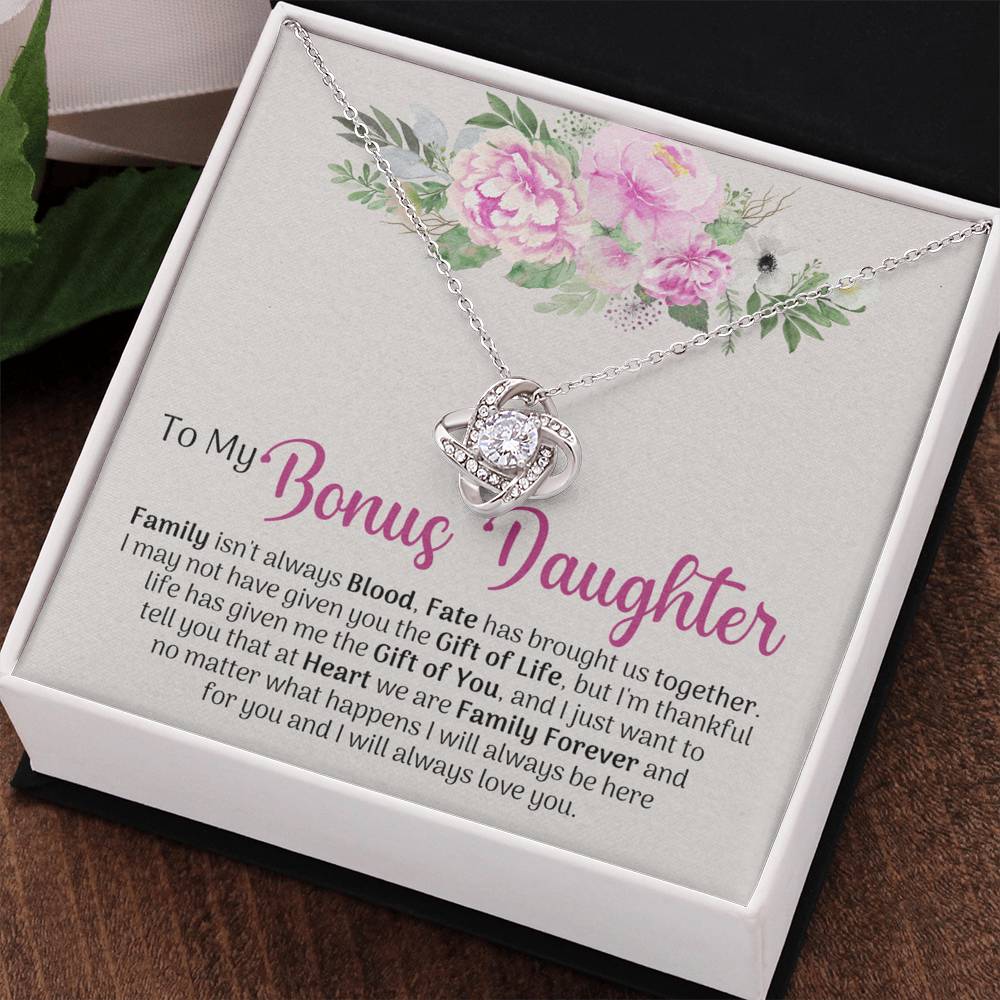 To My Beautiful Daughter Love Knot Necklace with Message Card and Gift Box, Jewelry Pendant Gift for Girls, Little Girl, Daughter Mom Birthday Gift for Daughter Jewelry for Girls, Little Girl