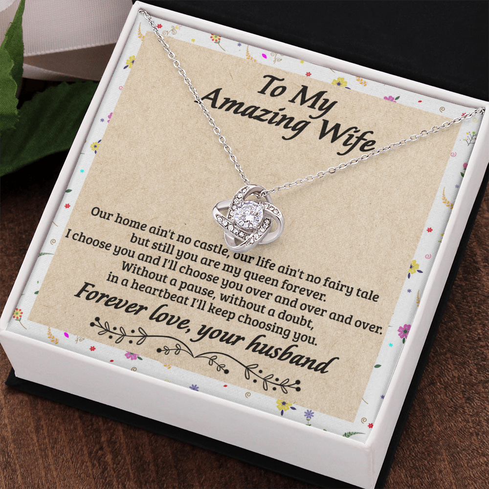 To My Wife Necklace From Husband, Amazing Wife Gift Necklace, Husband And Wife Love Knot Necklace - Necklace For Amazing  Wife From Husband, Wife Necklace On Anniversary, Valentine Day, Christmas