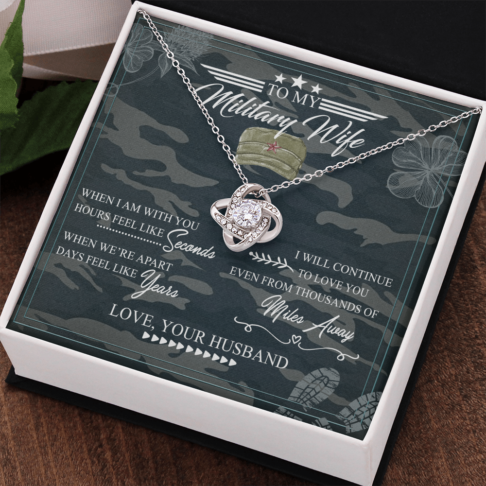 Military Wife Gift Necklace, Husband And Wife Love Knot Necklace, To My Military Wife Necklace From Husband - Veteran Necklace Gift For Wife, Jewelry Gift For Women, Soulmate Gift Necklace