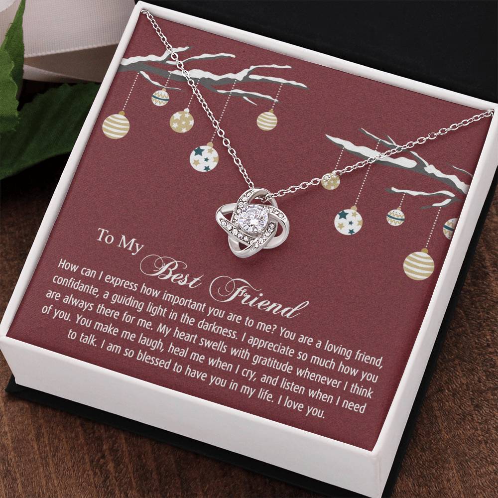 To My Best Friend Christmas Necklace From Friend, Jewelry Gift For Friend, Christmas Love Knot Necklace For Friend, BFF Gift Best Friend Gift Necklace On Birthday, Anniversary, Christmas For Friend