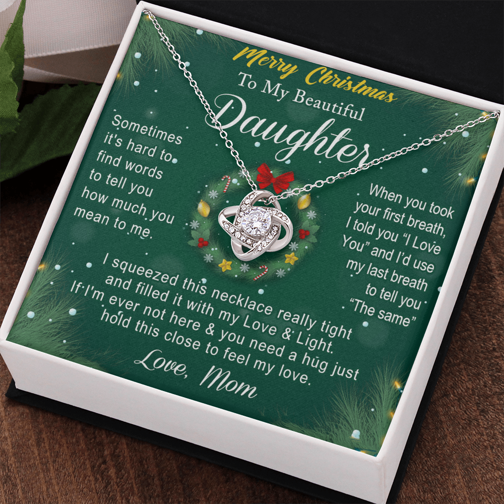 To My Beautiful Daughter Gift Necklace From Mom, Merry Christmas  Necklace For Daughter, Necklace for Christmas Daughter, Little Girl, Gift Pendant Mother And Daughter Jewelry Gift For Girls