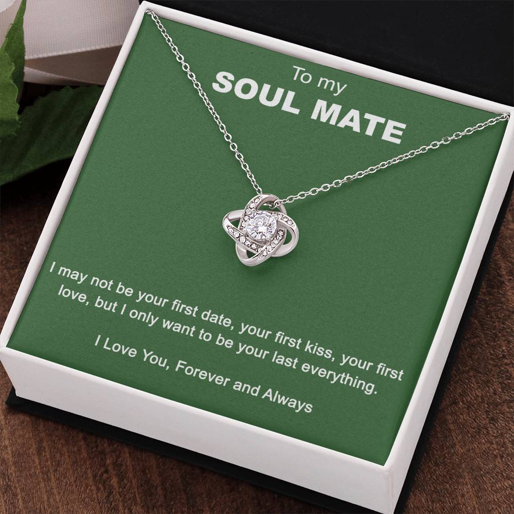 To My Soul Mate Love Knot Necklace Gift From Husband, Boyfriend with Message Card Gift For Soulmate Love Knot Pendant, Gift Necklace for Her Romantic Soulmate Gift Pendant, Girlfriend Gifts