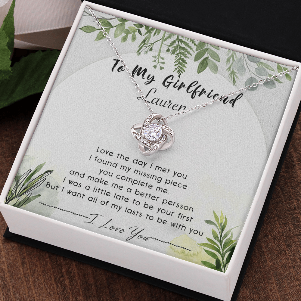 To My Girlfriend Necklace From Boyfriend, Husband, Beautiful Girlfriend Gift Necklace - Jewelry Gift For Girls, Love The Day Love Knot Pendant Gift For Girlfriend, Soulmate Personalize Necklace