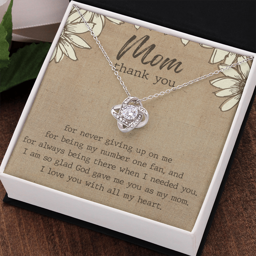Thank You Gift necklace For Mom, To My Mom Love Knot Necklace Gift From Daughter, Jewelry Gift For Women, Mother Daughter Gift Necklace For Bonus Mom Gift Necklace Second Mom New Mom Gift Necklace