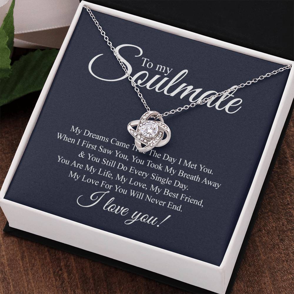 To My Soulmate Love Knot Necklace From Futture Husband To Wife Girlfriend Soulmate Gift Love Knot Pendant On Valentines Day Christmas Necklace for Her Romantic My Dreams Jewelry Gift For Women