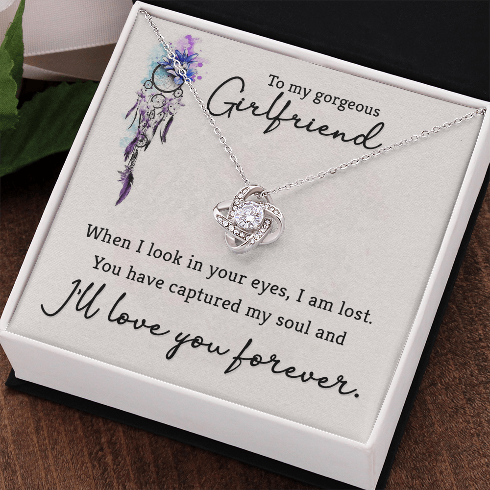 Love Knot Necklace Gift For Her, To My Gorgeous Girlfriend Necklace Gift On Xmas