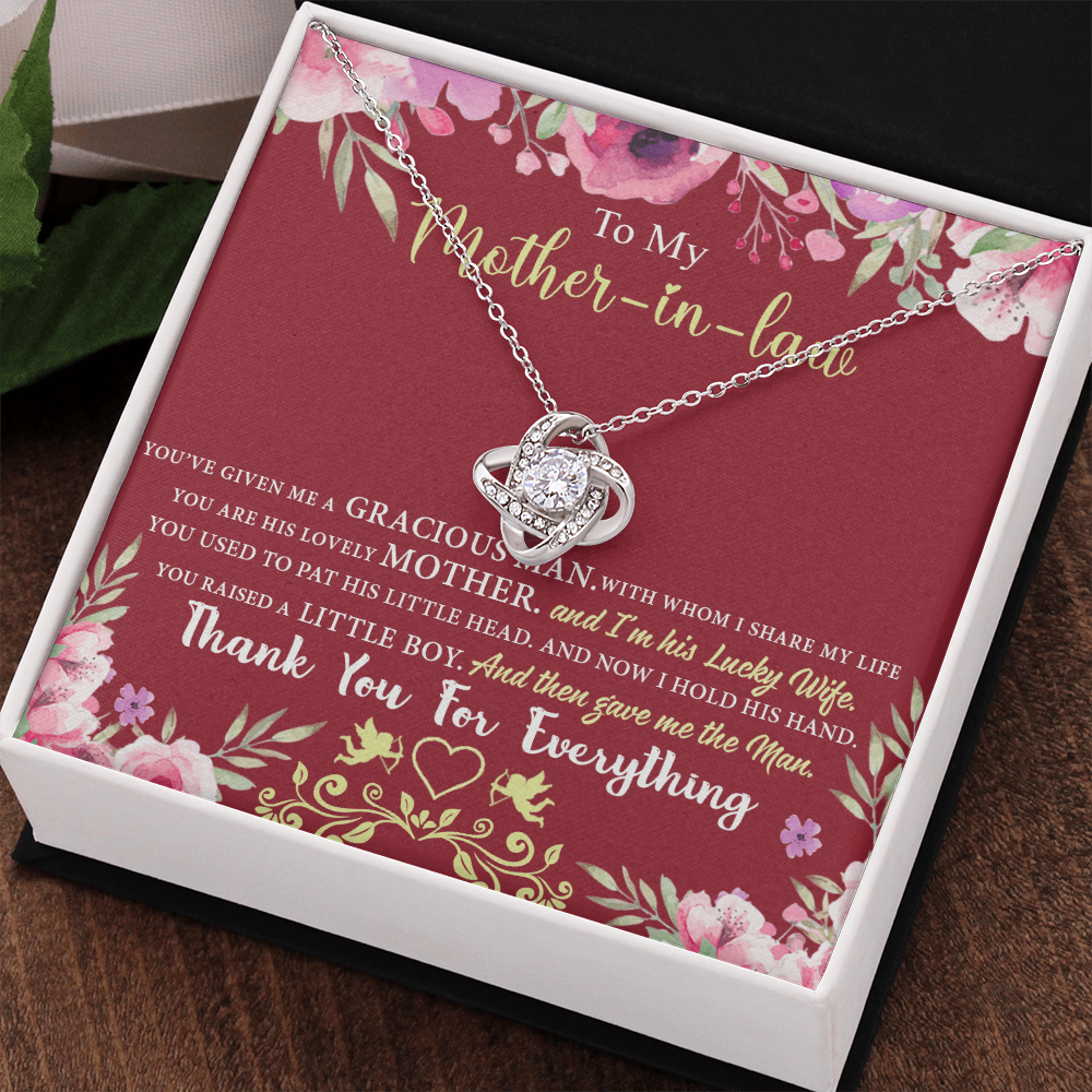 Gift For Mother In Law Necklace, To My Mother In Law Gift Necklace, Mom Love Knot Necklace, Gift To Mother In Law Necklace For Beautiful Mom Jewelry, Mother In Law Beautiful Mom Jewelry For Women